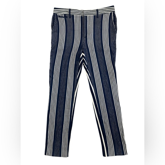 Atsuro Tayama size 4 NWOT Striped sample linen cotton blend cigarette pants - Picture 1 of 15